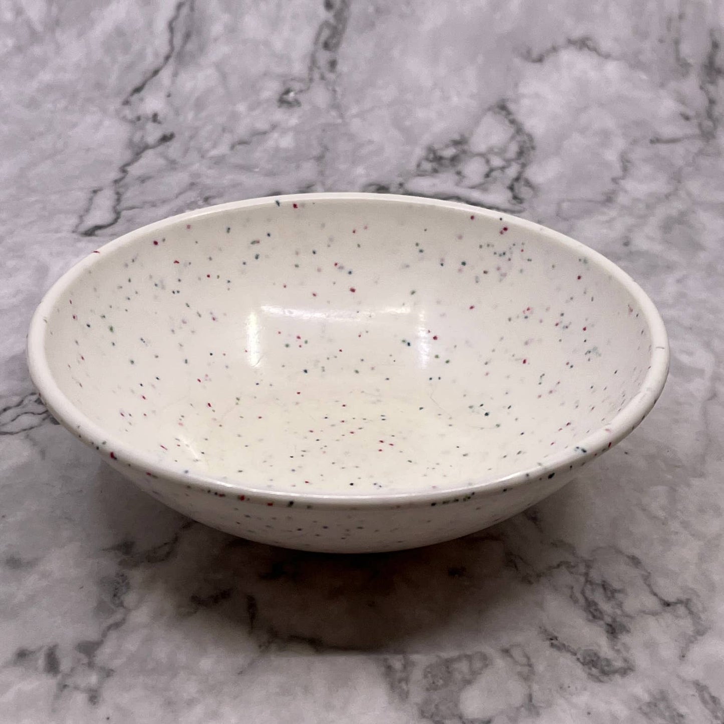 MCM Imperial Ware Speckled Confetti White Ice Cream Bowl Melmac Malamine TA3-1