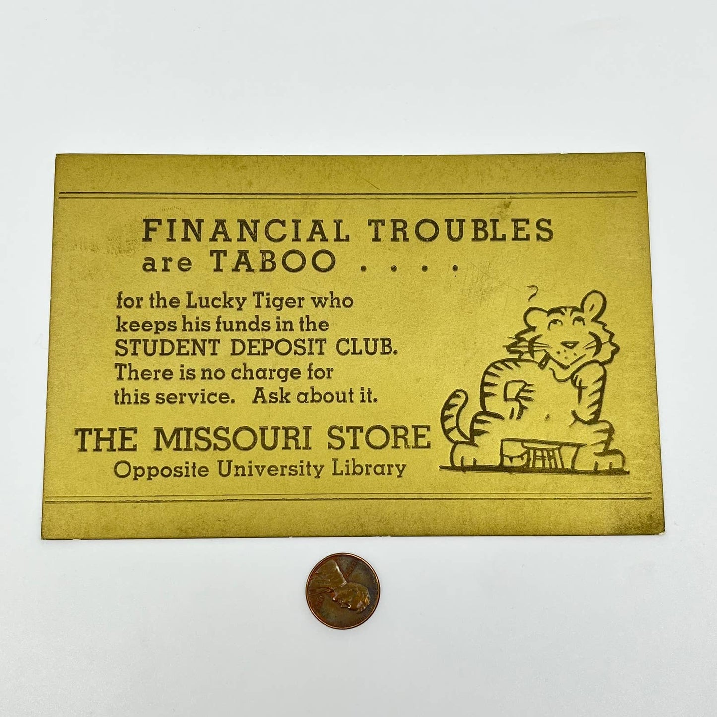 1940 Blotter Card The Missouri Store Co. Mizzou Tigers SC6