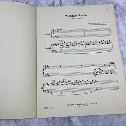 Beethoven Moonlight Sonata Sheet Music Classical 2 Pianos 4 Hands O. Duncan TH5