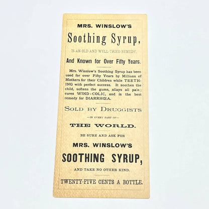 1880s Quack Medicine Blotter Mrs. Winslow's Soothing Syrup AB8-2