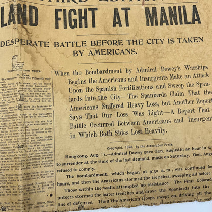 1898 Spanish American War Pioneer Press - Land Fight at Manila Philippines FL4