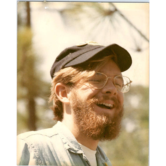 c1970 Original Photo Portrait Man w/ Aviator Glasses & Terry Cloth Cap 8x10" AD6