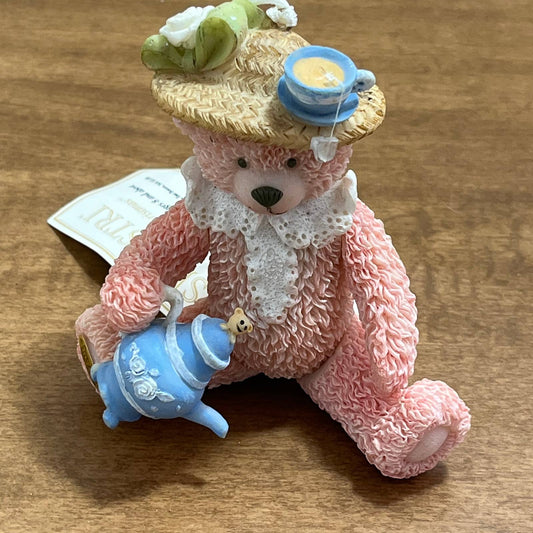 Vintage Silvestri “Hattie” Pink Jointed Bear Christmas Decoration 5” 1999 FA7