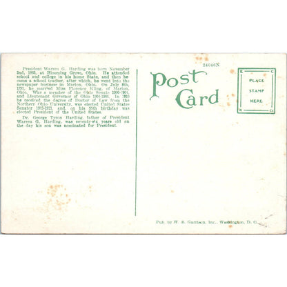 Warren G Harding With Wife and Father Original Postcard TK1-26