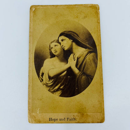 1860s Sepia on Card Hope and Faith Virgin Mary Jesus Portland ME 2.5 x 4” C1