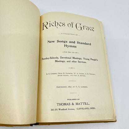 1897 Riches of Grace Hymn Book E. S. Lorenz, Church Songs Music Cleveland OH L1-4