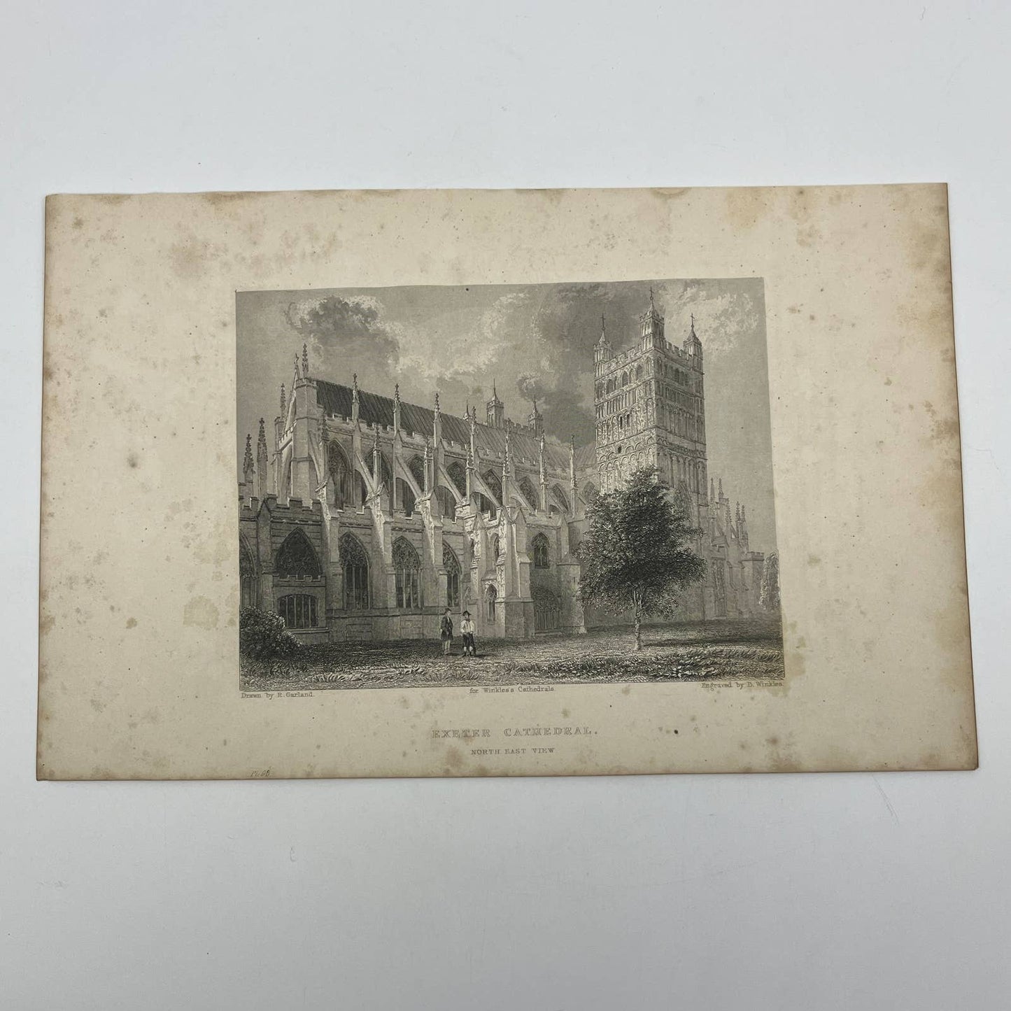 1836 Original Art Engraving Exeter Cathedral North East View AC4