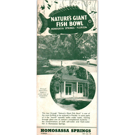 1950s Nature's Giant Fish Bowl Homosassa Springs Fold Out Travel Brochure SE3-4