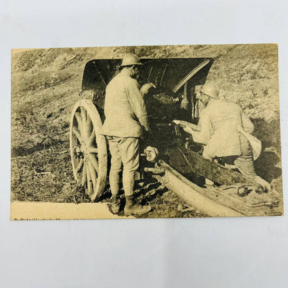 Early 1900s RPPC WWI French Troops Loading Mortar Artillery PA9