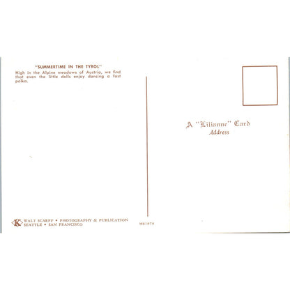 Summertime in the Tyrol Austrian Dolls Dancing Polka Original Postcard PB9