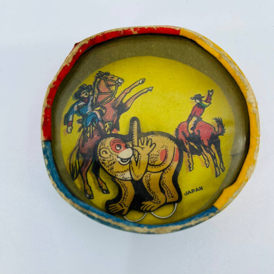 Vintage 1950's Ball Skill Game Western Cowboy Monkey Ring Toss Made in Japan TB6