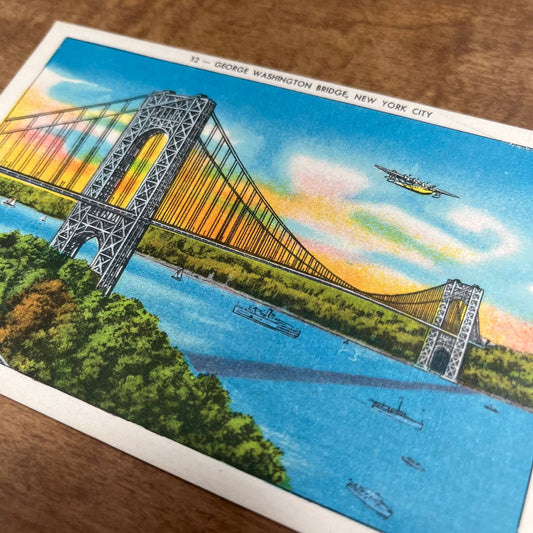 Vintage Postcard George Washington Bridge New York City NY Airplane PA1