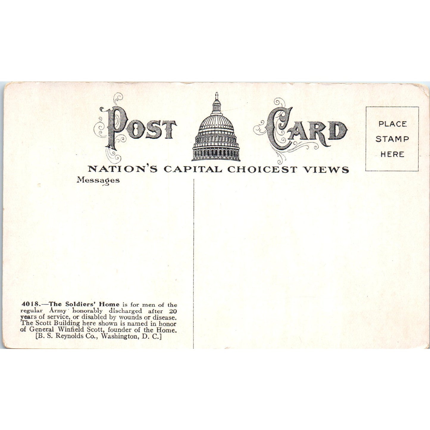 Soldier's Home Washington D.C. Original Postcard P1-16