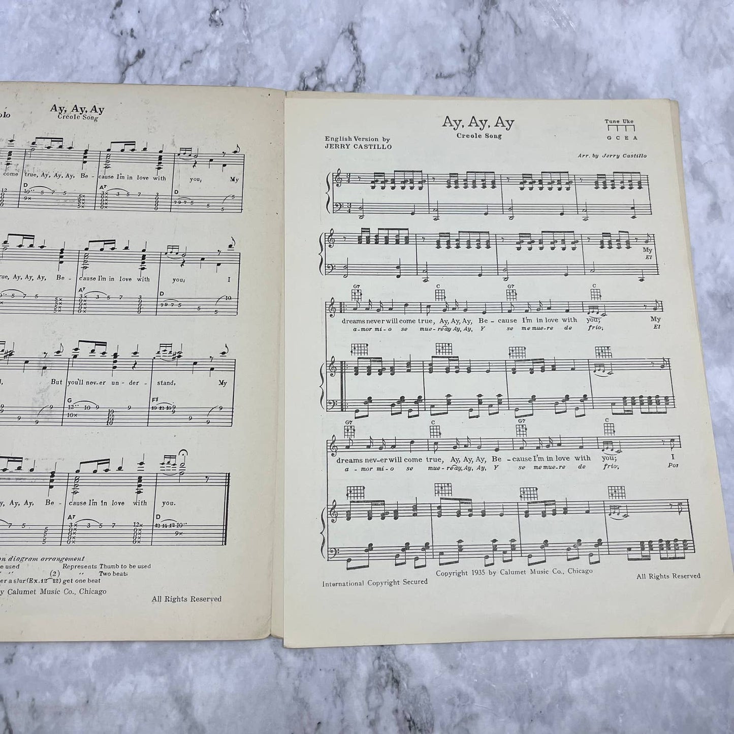 Ay, Ay, Ay, Spanish Creole Song by Jerry Castillo Carl Ravazza Sheet Music TH1