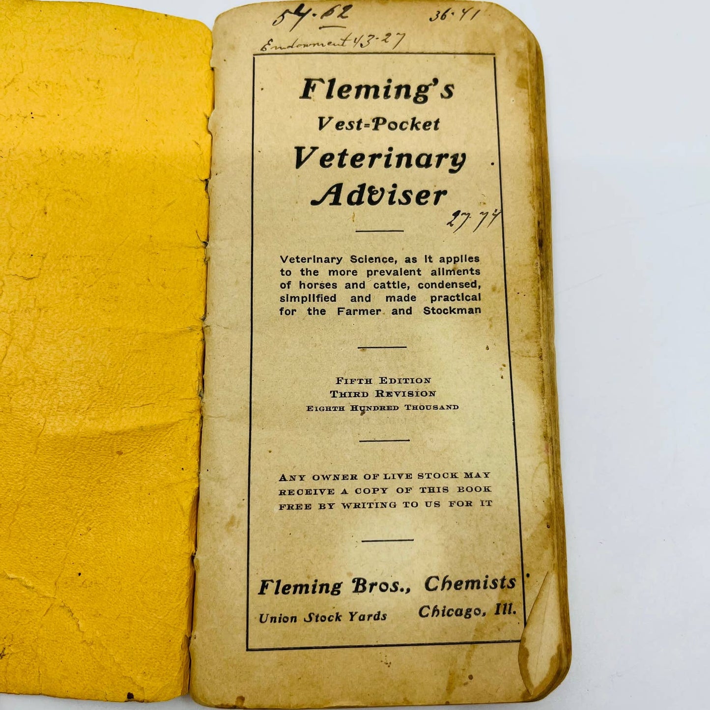 1904 Fleming Brothers Vest Pocket Veterinary Adviser For Farmers Cattle SA7