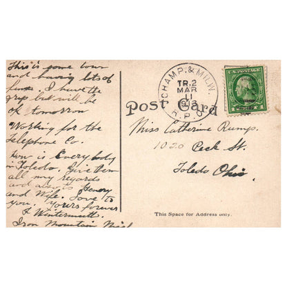 Underground Chapin Mine Iron Mountain MI 1913 - Original Postcard RPPC TJ8-4