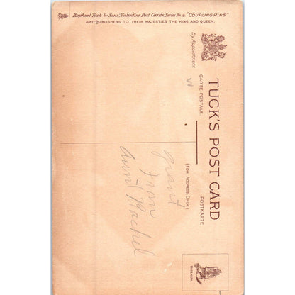 Valentines Anthropomorphic Knife, Clothespin Raphael Tuck Postcard TK1-P17