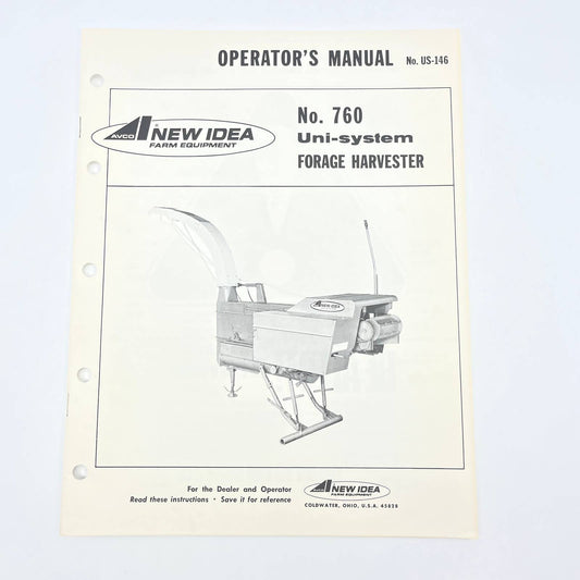 Original 1975 New Idea Operator's Manual 760 Uni-system Forage Harvester TB9