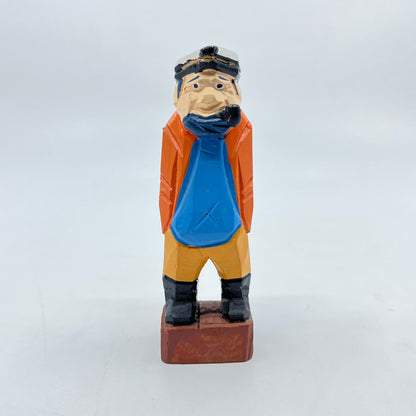 Vintage Hand Carved Painted Ship Captain Statue w/ Pipe 4” Nautical Marine TK3