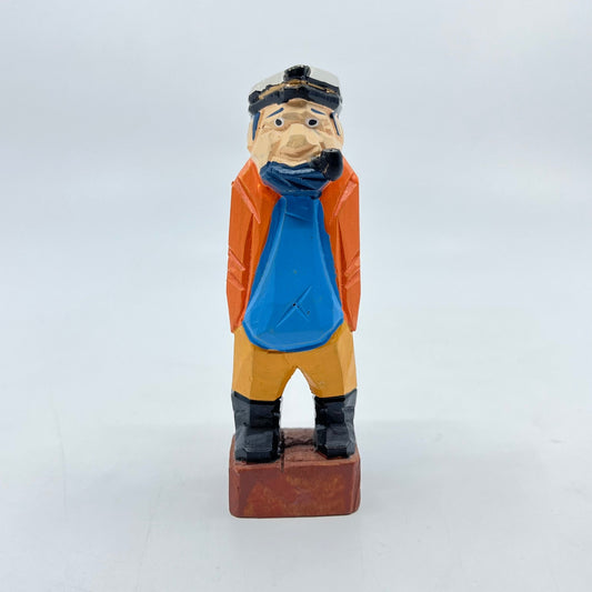 Vintage Hand Carved Painted Ship Captain Statue w/ Pipe 4” Nautical Marine TK3