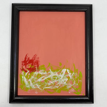 Framed Original Abstract Art Painting "Cherry Limeade" Acrylic on Glass 9x11 TI5