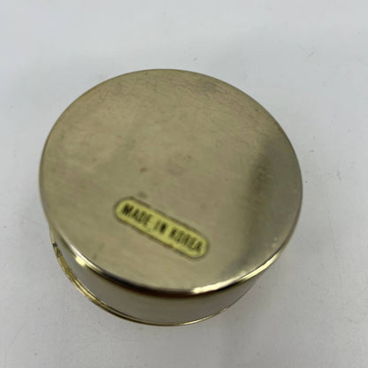Vintage Brass Tone Enamel Flower Trinket Box Made in Korea 2.5” SC4