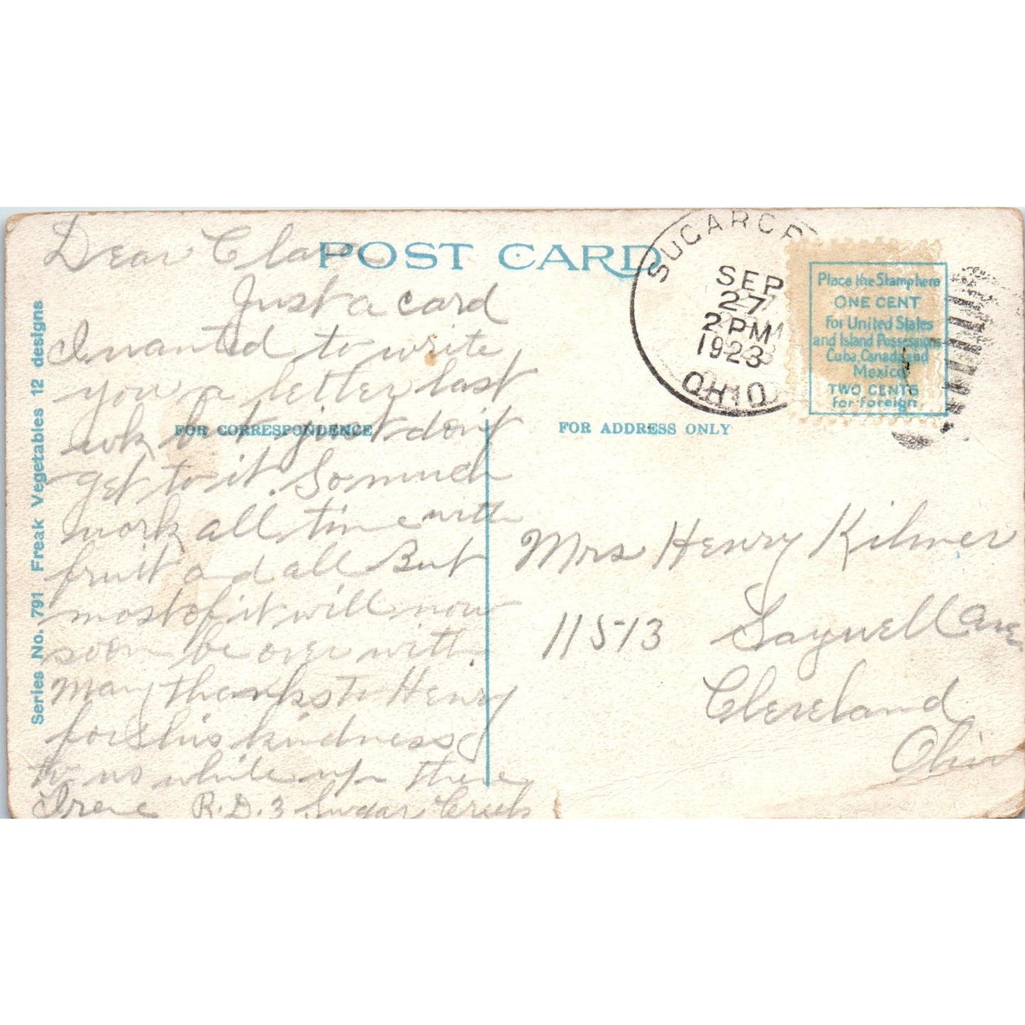 Giant Potato Sugarcreek Ohio 1923 Original Postcard P1-13