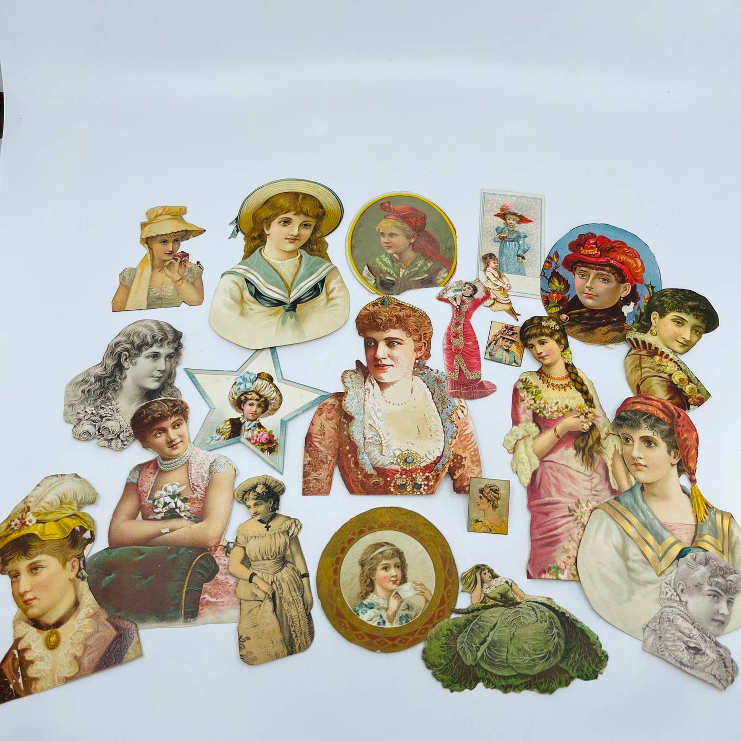 1880s Huge Lot Victorian Cut Out Scrap Fancy Ladies Women Dresses Hats EA2