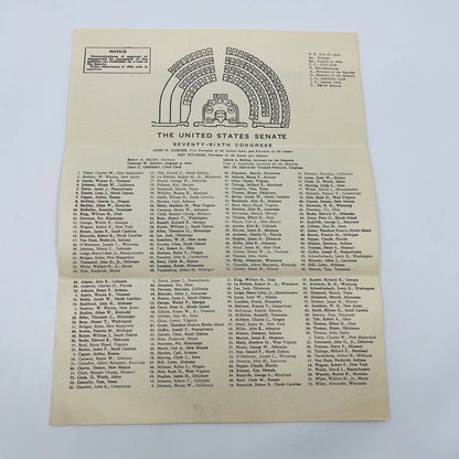 1940 Diagram of the United States Senate 76th Congress EA3-1