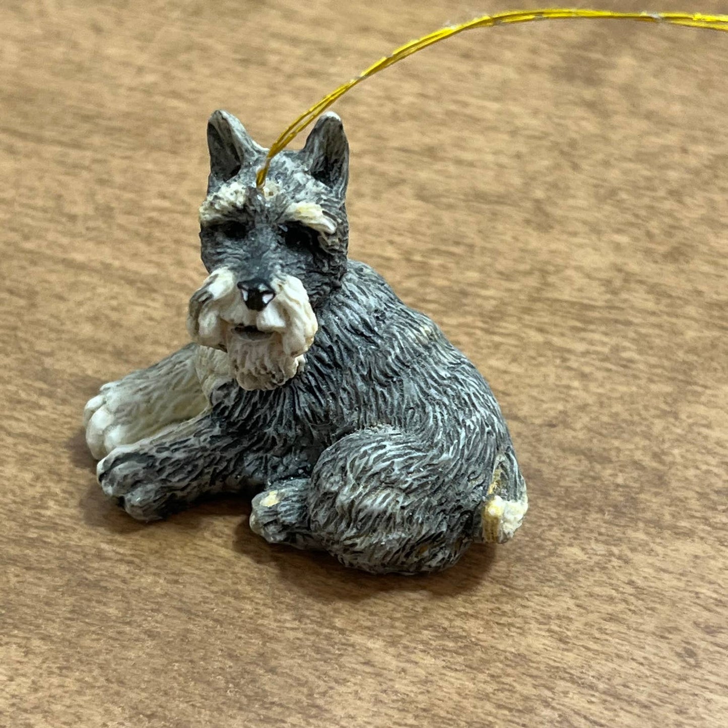 Vintage SCHNAUZER Cast Resin Hand Painted Miniature Christmas Ornament 1.5” FA7