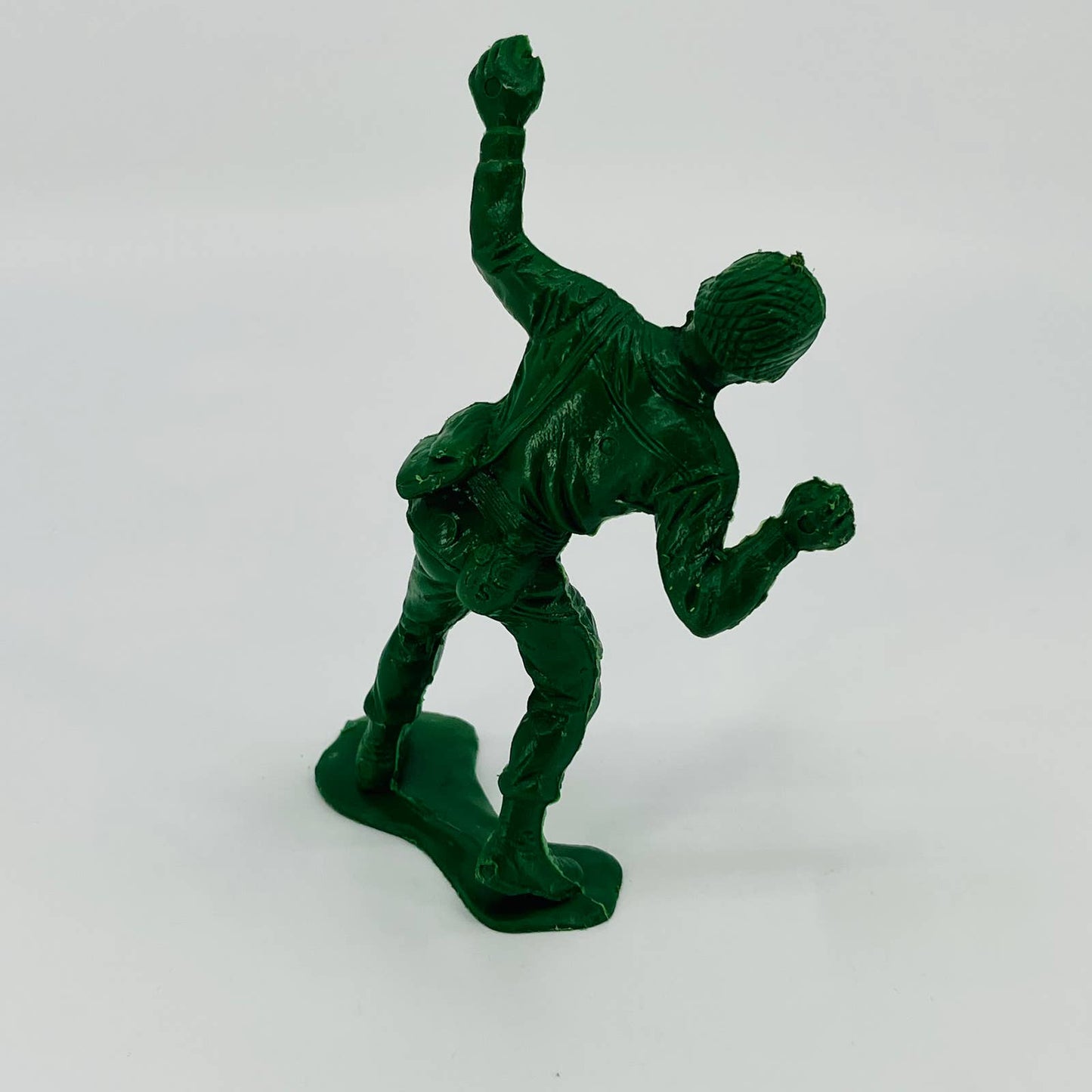1960s Large Jumbo 5-6” Green Plastic Toy Soldier Throwing Grenade TD9
