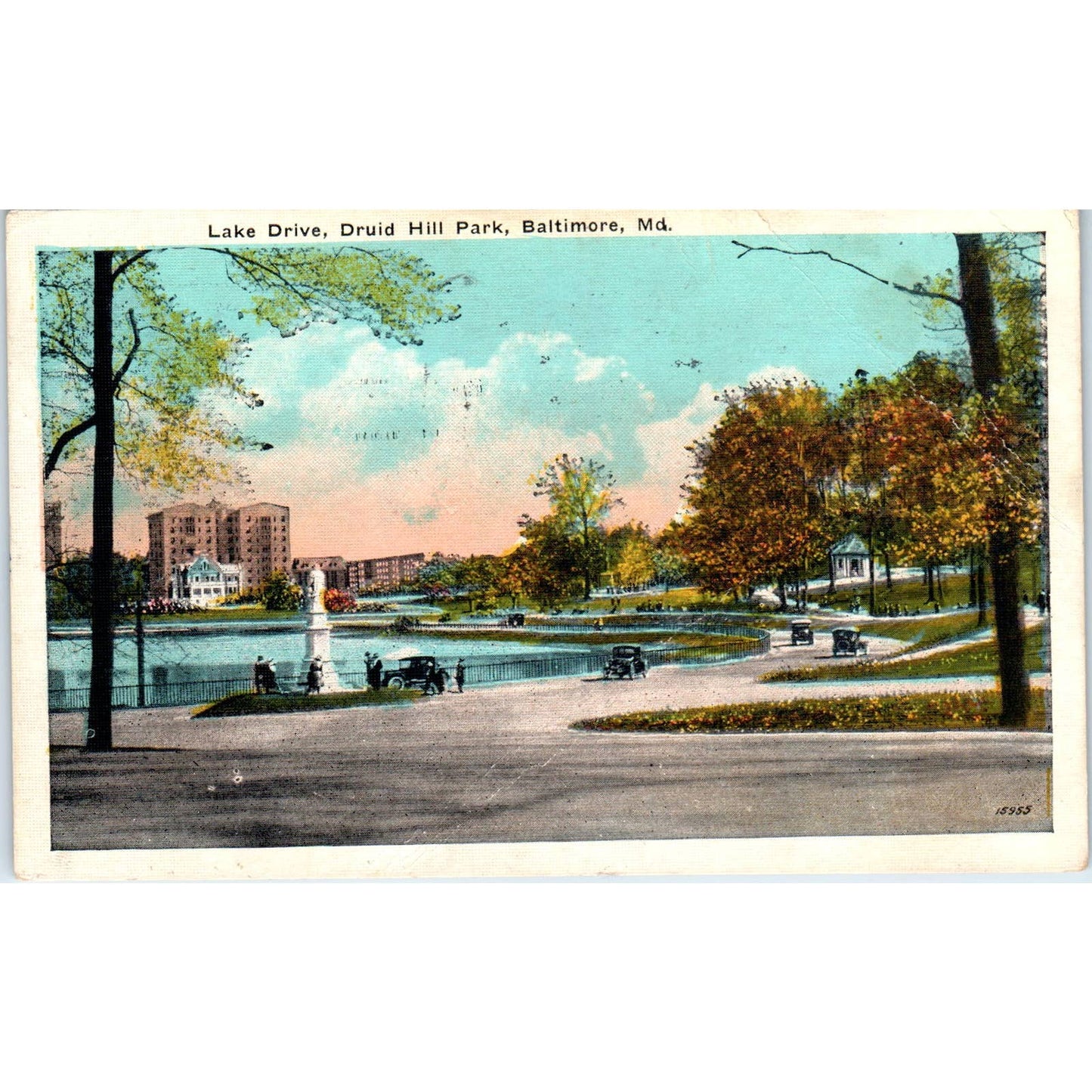 Lake Drive Druid Hill Park Baltimore MD 1924 Original Postcard TK1-28