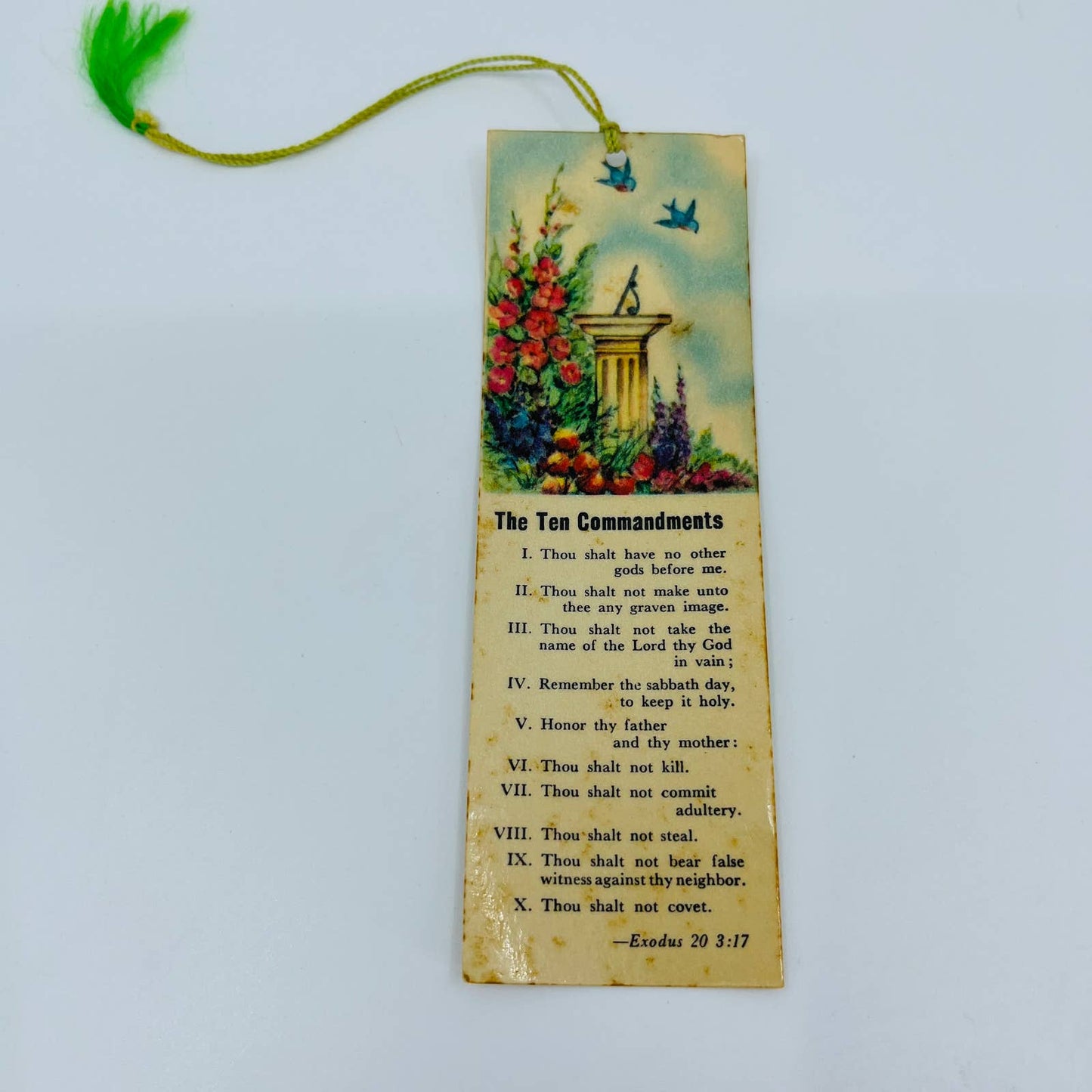 Vintage 1940s Bookmark The Ten CommandmentsWarner Press K2126 USA C1