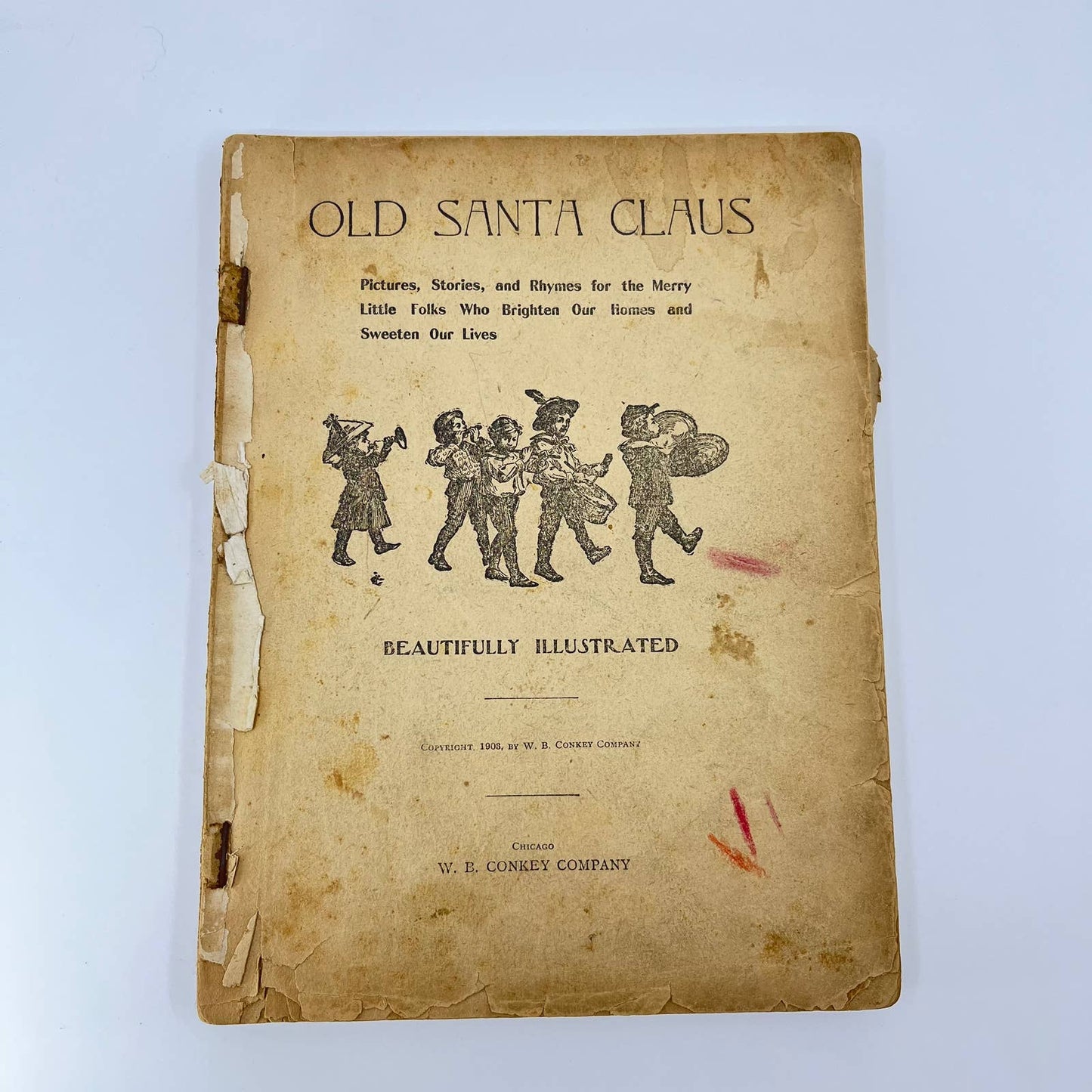 1908 Children's Book "Old Santa Claus" w/ Adorable Engraved Pictures TE1