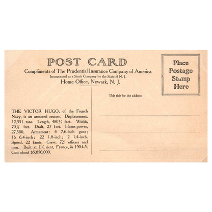 French Cruiser Victor Hugo - Original Postcard TJ8-5