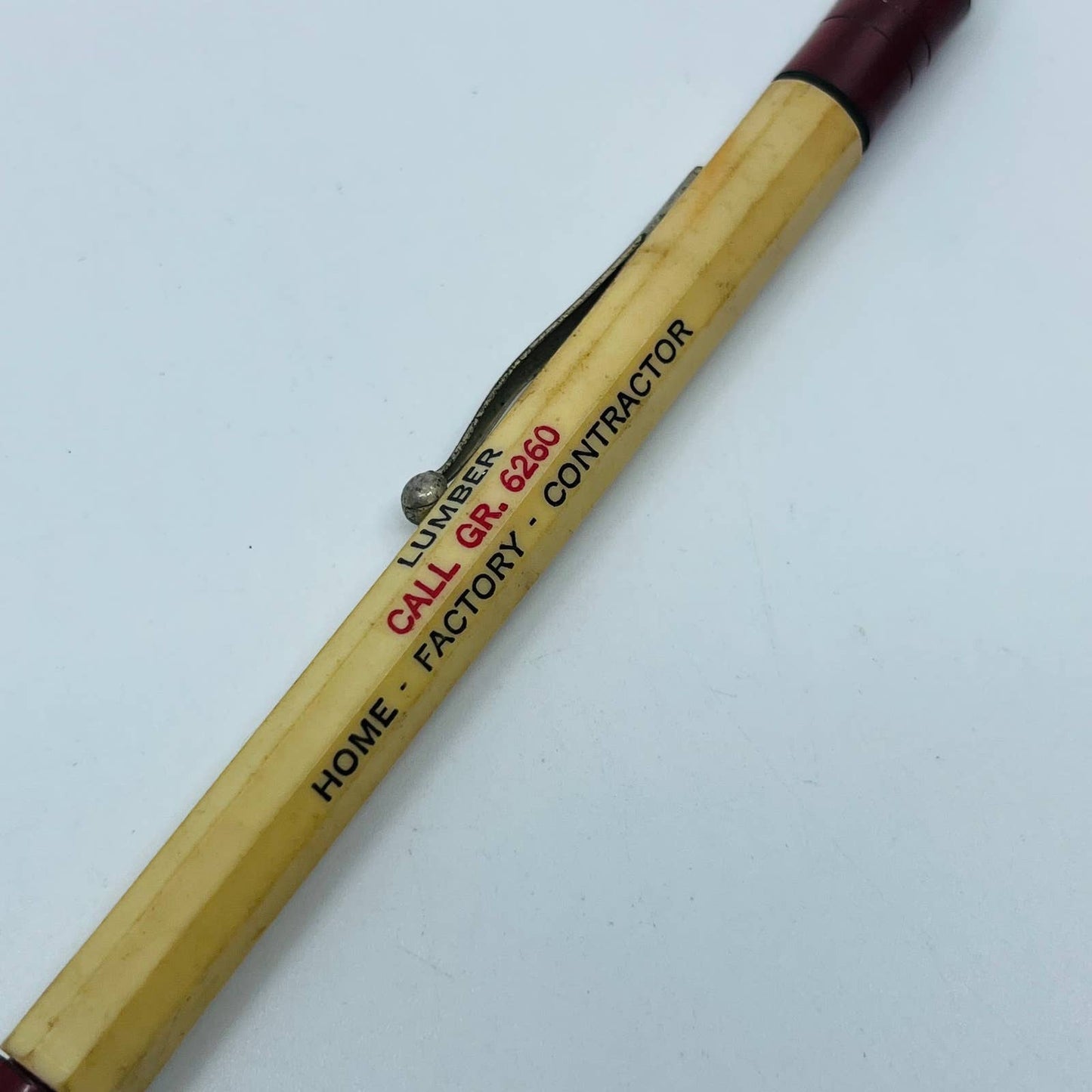 Celluloid Mechanical Pencil St Louis Lumber Home Factory Contractor Maroon SB3