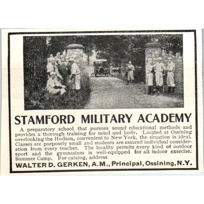 Stamford Military Academy Walter D. Gerken Ossining NY - 1921 Original Ad TJ7-S7