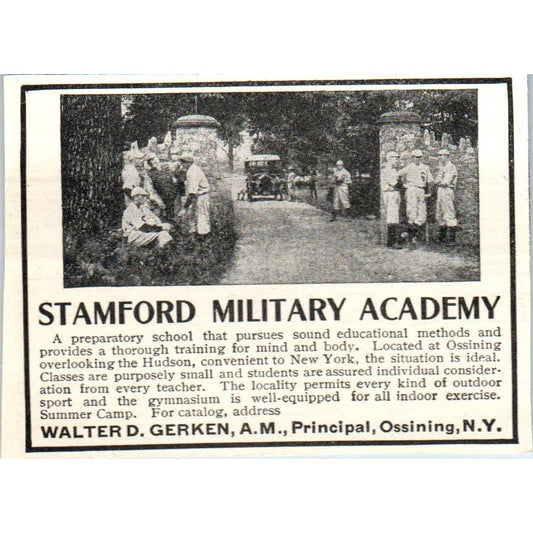 Stamford Military Academy Walter D. Gerken Ossining NY - 1921 Original Ad TJ7-S7