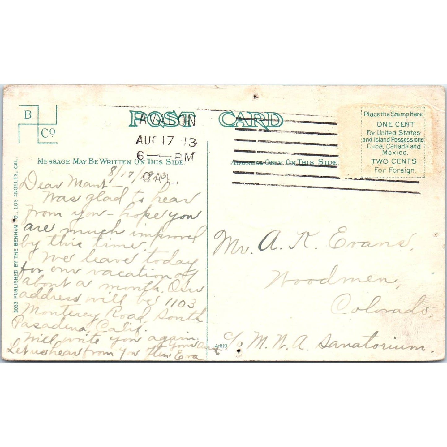 Golf Links Catalina Island 1913 Original Postcard TJ9-P2