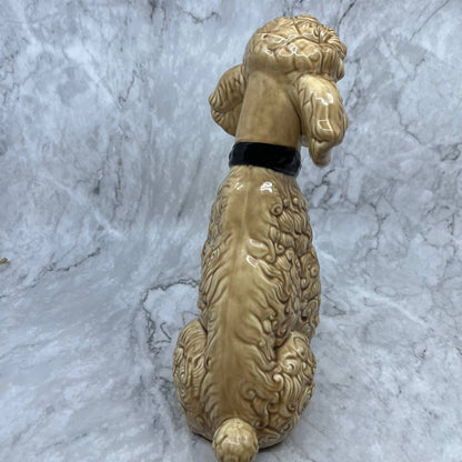 Vintage Ceramic Poodle Dog Sculpture 11” Brown Ceramica De Cuernavaca TJ2