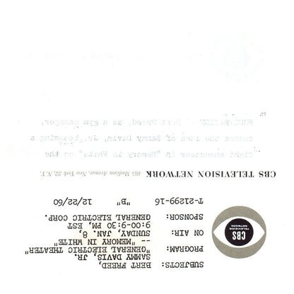 c1960 Press Photo Bert Freed Sammy Davis Jr General Electric Theater CBS TJ7-2