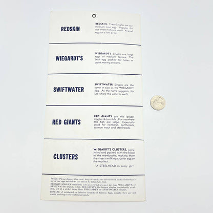 Vintage Wiegart's Salmon Egg Identification Chart for Dealers FL3