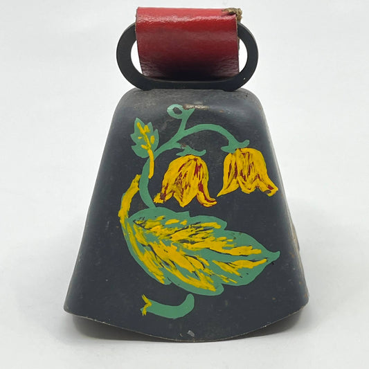 Vintage Pennsylvania Dutch Folk Art Hand Painted Cowbell Floral KAY TG2-6