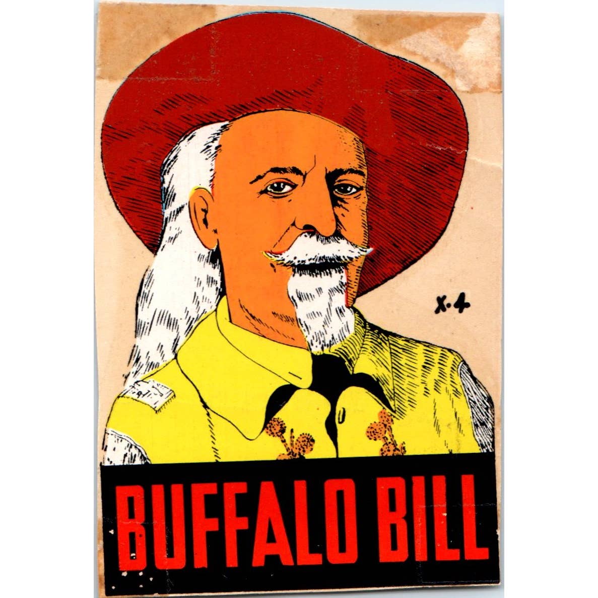 1960s Buffalo Bill Souvenir Decal Sticker 2.5x4" SE5