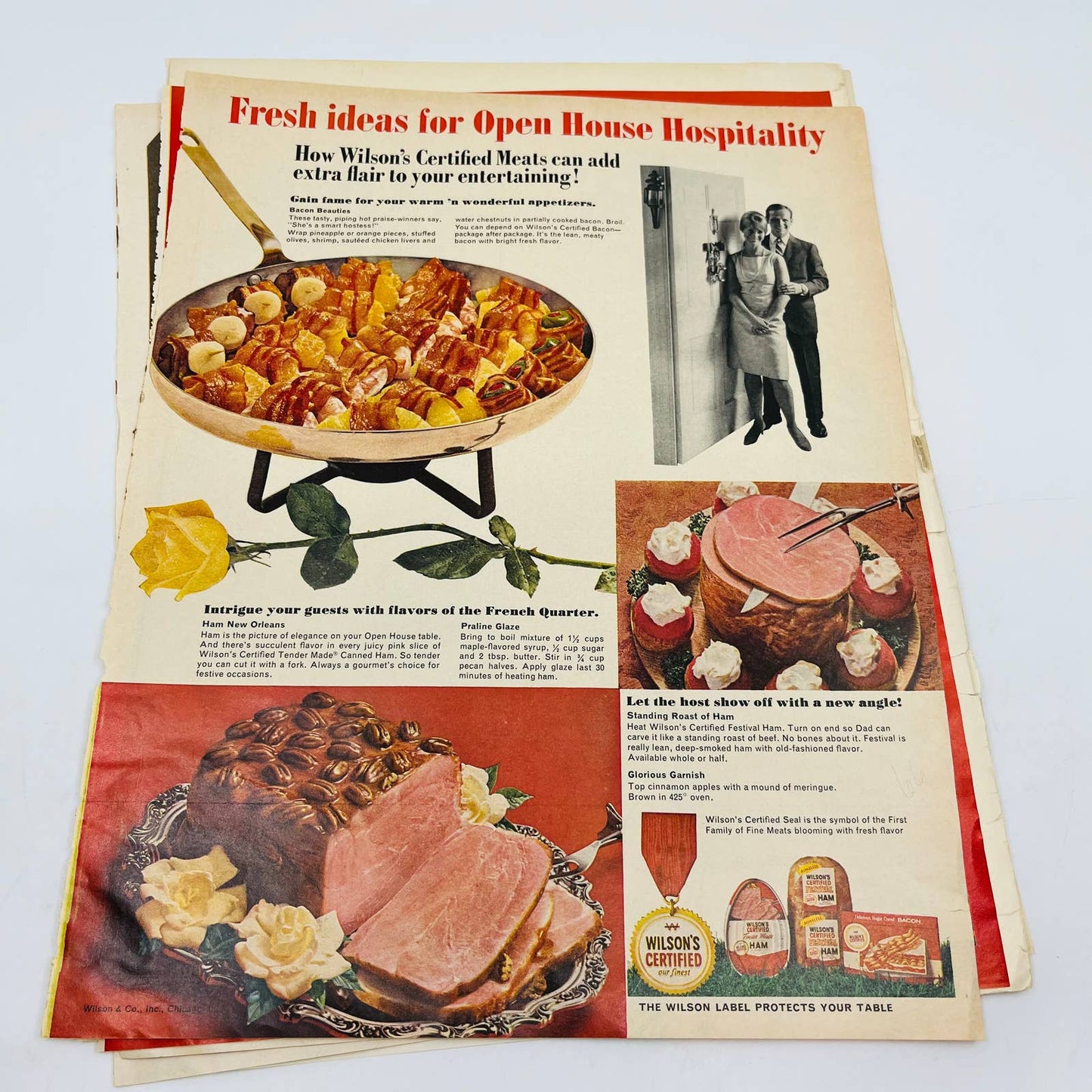 1940-60 Set of 8 Processed Meat Related Original Print Ads TA8