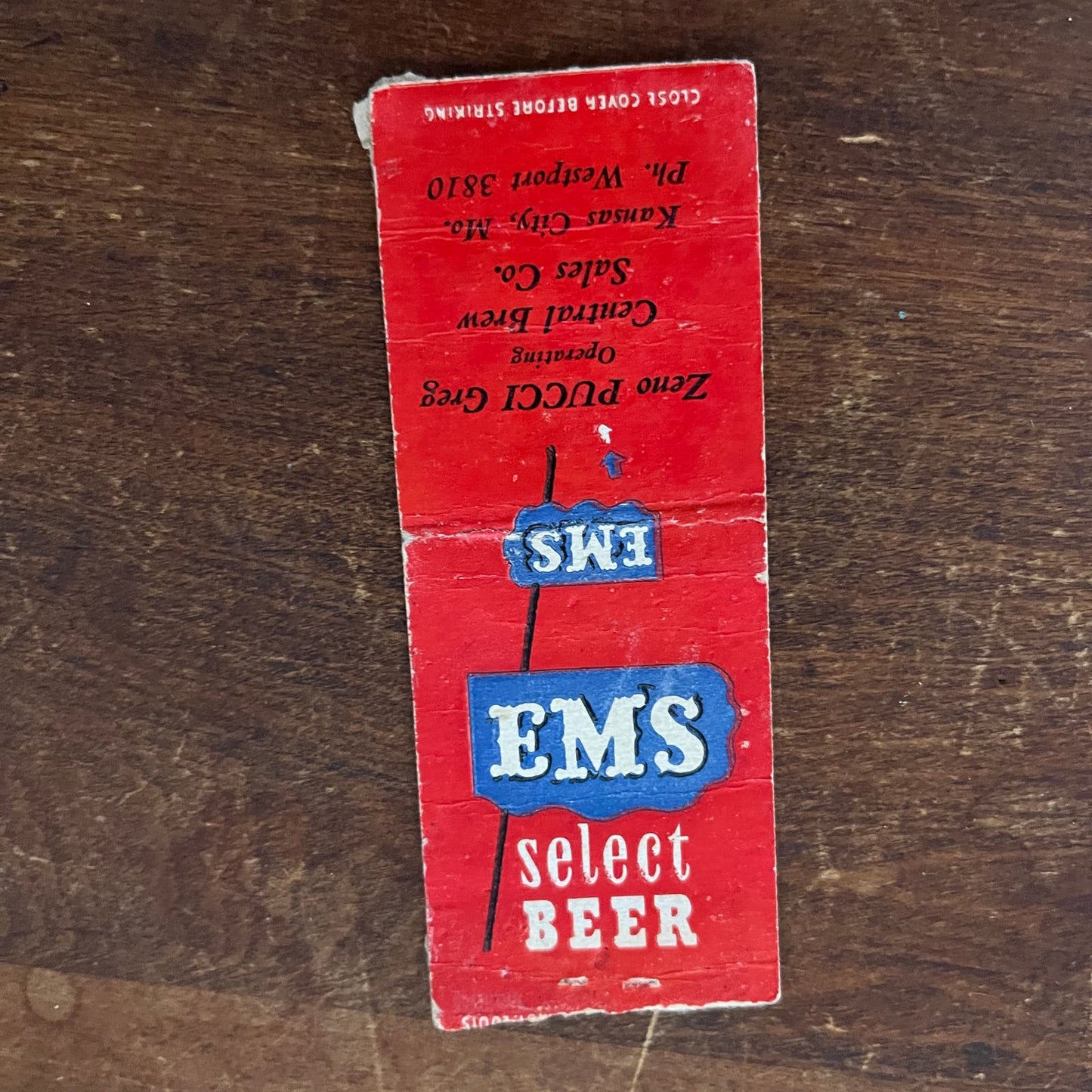 EMS Select Beer Zeno Pucci Greg Advertising Matchbook Cover SB3-M1