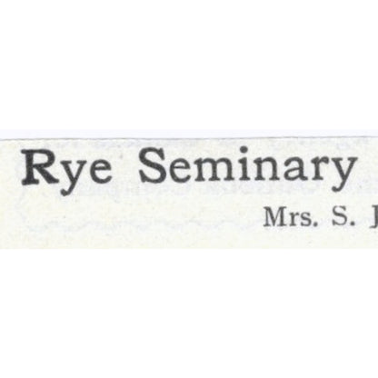 Rye Seminary Mrs. S. J. Life The Misses Stowe - 1903 Original Ad AK5-S33
