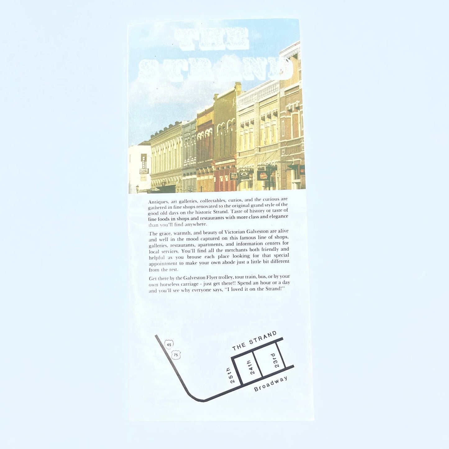 1983 The Strand Shopping Center Galveston TX Fold Out Brochure Map AC1