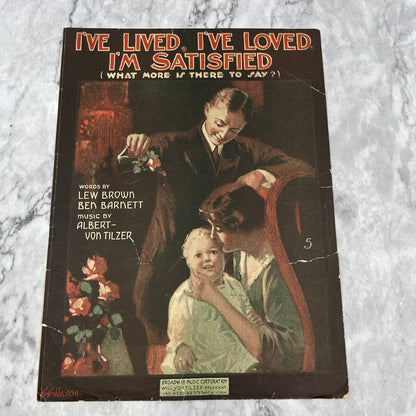 I've Lived, I've Loved, I'm Satisfied Lew Brown 1919 Sheet Music TK2-SM3