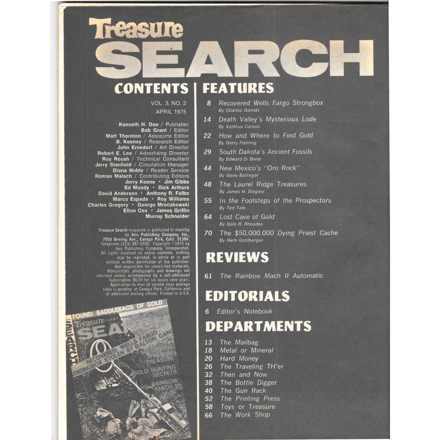 Treasure Search Magazine - Treasure Hunting Mining Metal Detecting Apr 1975 M4